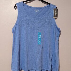 NWT Eddie Bauer Embroidered Slub Tank - Cornflower blue, XL
